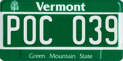 VT license plate POC039