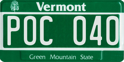 VT license plate POC040