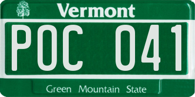 VT license plate POC041