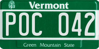 VT license plate POC042
