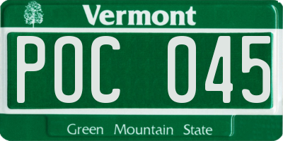 VT license plate POC045