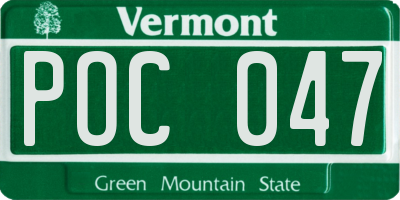 VT license plate POC047