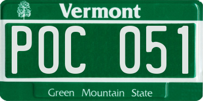 VT license plate POC051