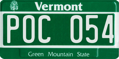 VT license plate POC054