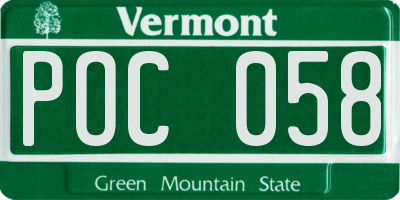 VT license plate POC058