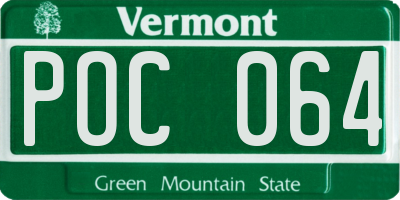VT license plate POC064