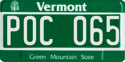 VT license plate POC065