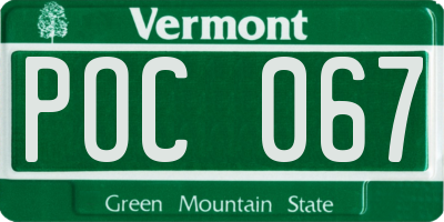 VT license plate POC067