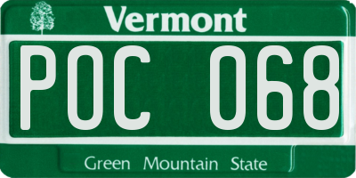 VT license plate POC068