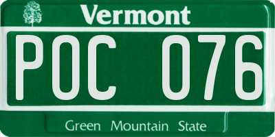 VT license plate POC076