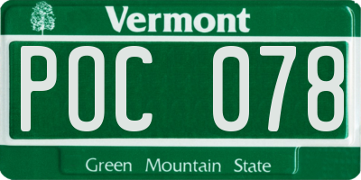 VT license plate POC078