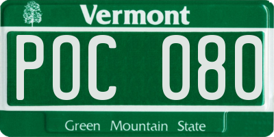 VT license plate POC080