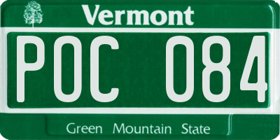 VT license plate POC084