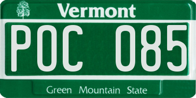 VT license plate POC085
