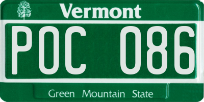 VT license plate POC086