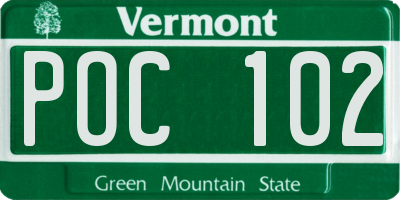 VT license plate POC102