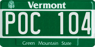VT license plate POC104