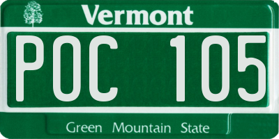 VT license plate POC105