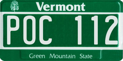 VT license plate POC112
