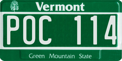 VT license plate POC114
