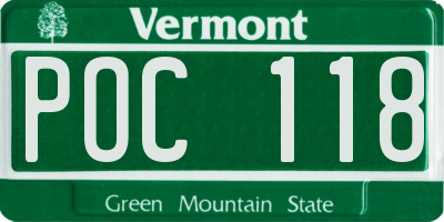VT license plate POC118