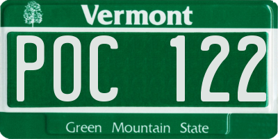 VT license plate POC122