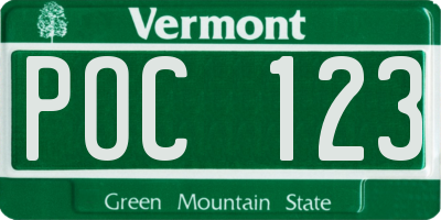 VT license plate POC123