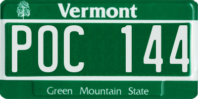 VT license plate POC144