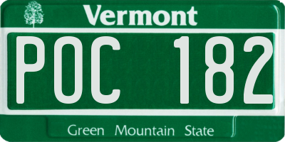VT license plate POC182