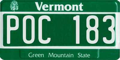 VT license plate POC183