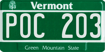 VT license plate POC203
