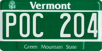 VT license plate POC204
