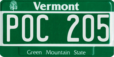 VT license plate POC205
