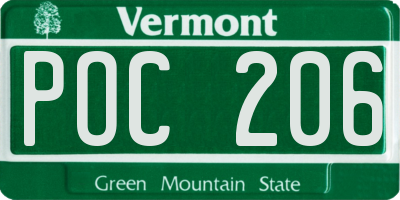VT license plate POC206