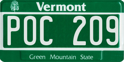 VT license plate POC209