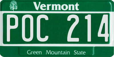 VT license plate POC214