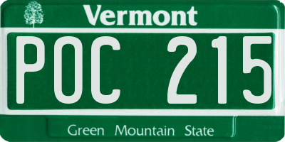 VT license plate POC215