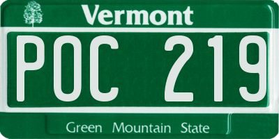 VT license plate POC219