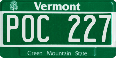 VT license plate POC227