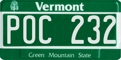 VT license plate POC232