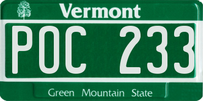VT license plate POC233