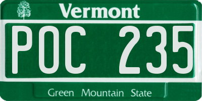 VT license plate POC235