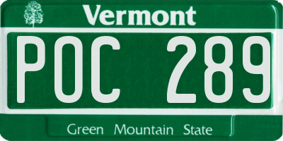 VT license plate POC289