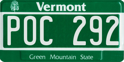 VT license plate POC292