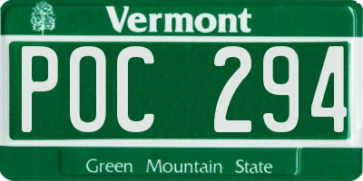 VT license plate POC294