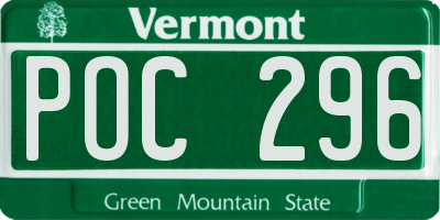 VT license plate POC296