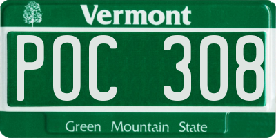 VT license plate POC308