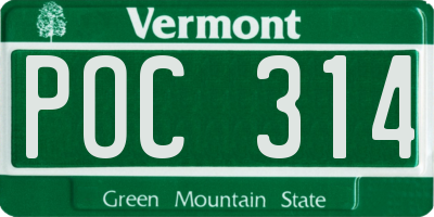 VT license plate POC314