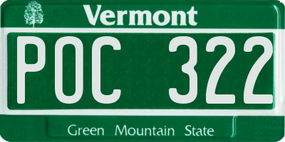 VT license plate POC322