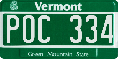 VT license plate POC334